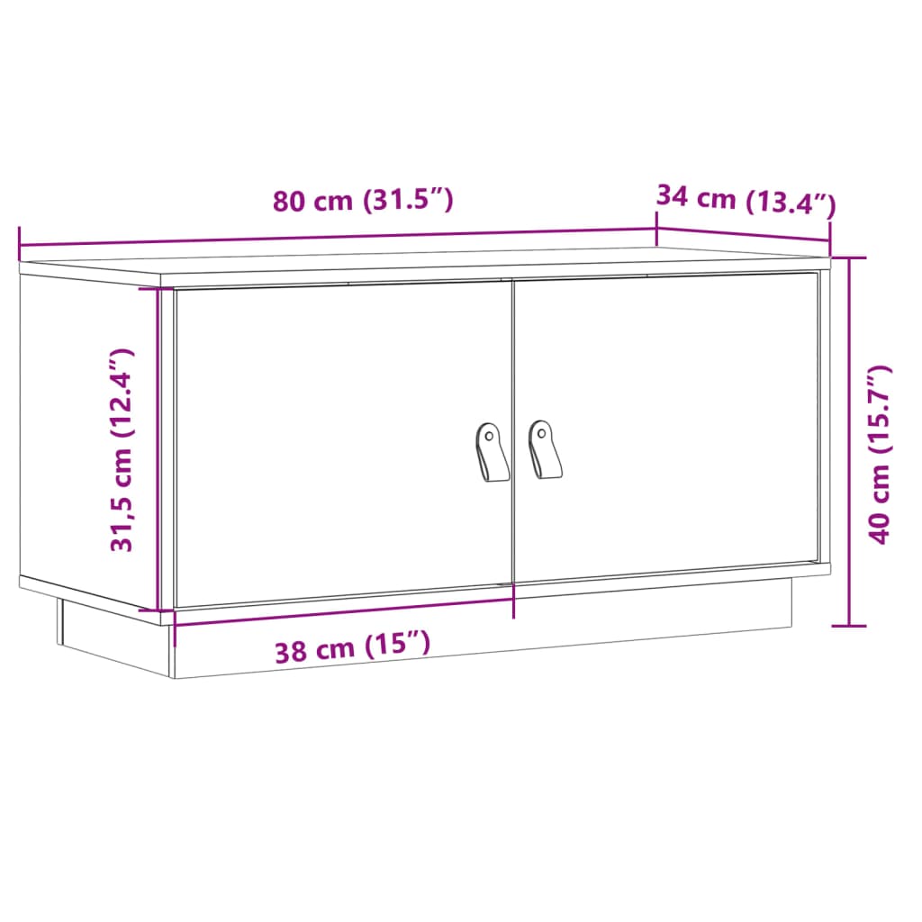 TV ormarić sivi 80 x 34 x 40 cm od masivne borovine