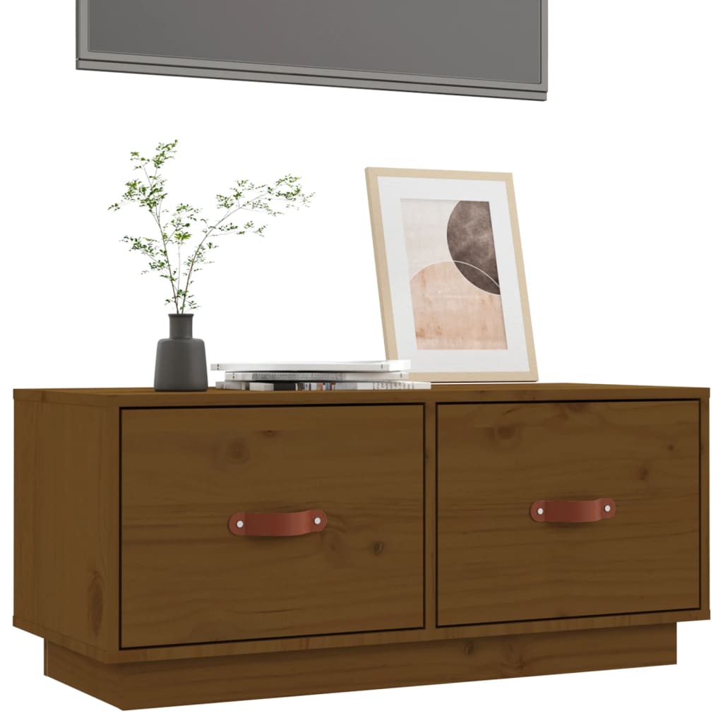 TV ormarić smeđa boja meda 80 x 34 x 35 cm od masivne borovine