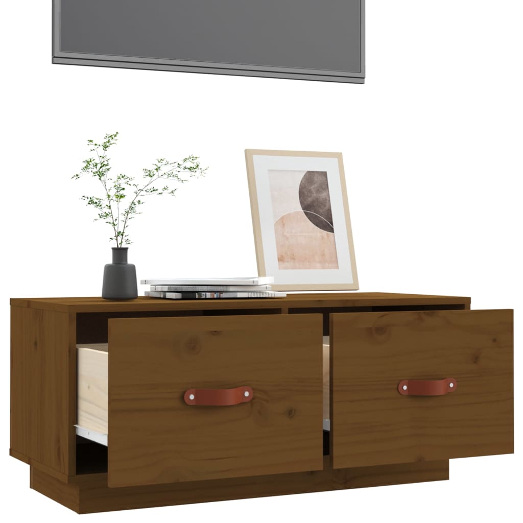 TV ormarić smeđa boja meda 80 x 34 x 35 cm od masivne borovine