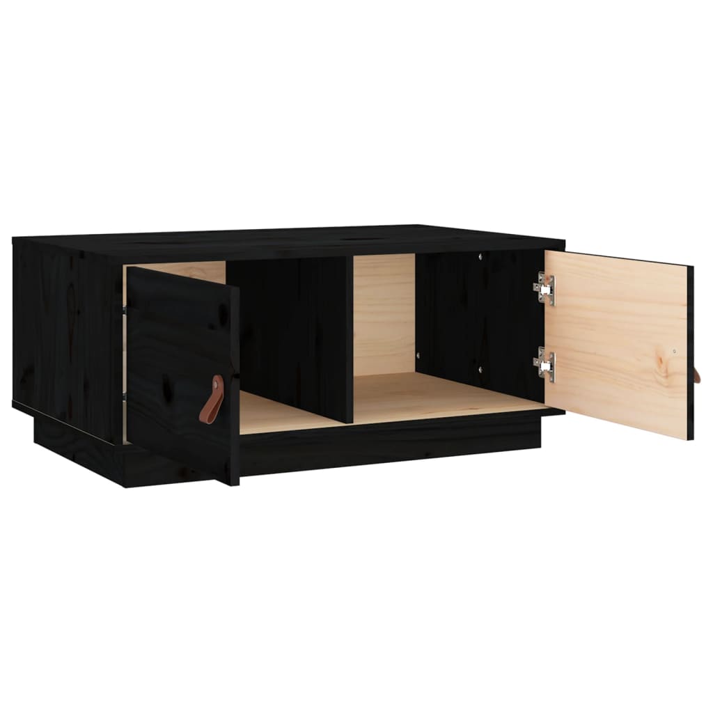 Stolić za kavu crni 80 x 50 x 35 cm od masivne borovine