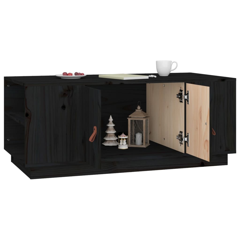 Stolić za kavu crni 100 x 50 x 41 cm od masivne borovine