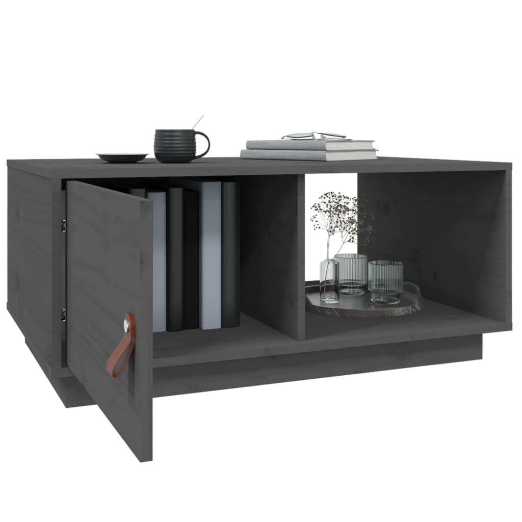 Stolić za kavu sivi 80 x 50 x 35,5 cm od masivne borovine