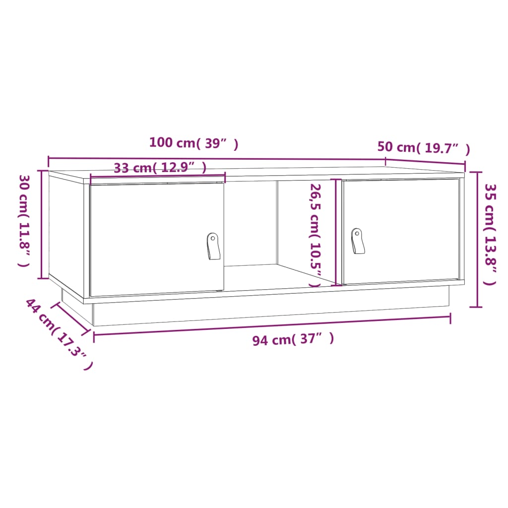 Stolić za kavu sivi 100 x 50 x 35 cm od masivne borovine
