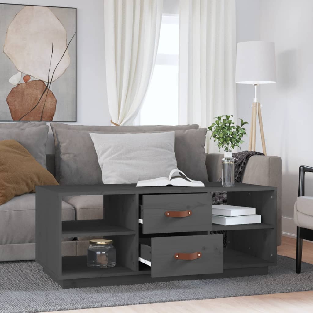 Stolić za kavu sivi 100 x 50 x 41 cm od masivne borovine
