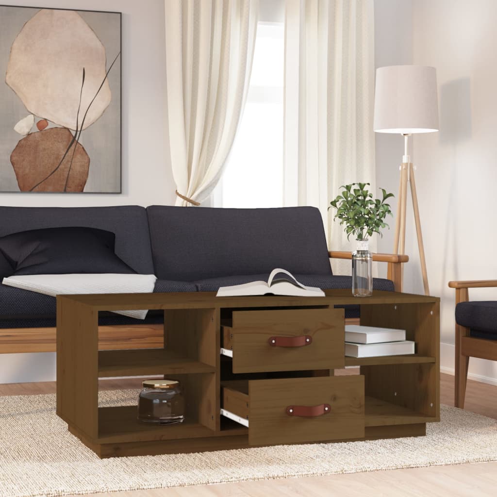 Stolić za kavu boja meda 100 x 50 x 41 cm od masivne borovine