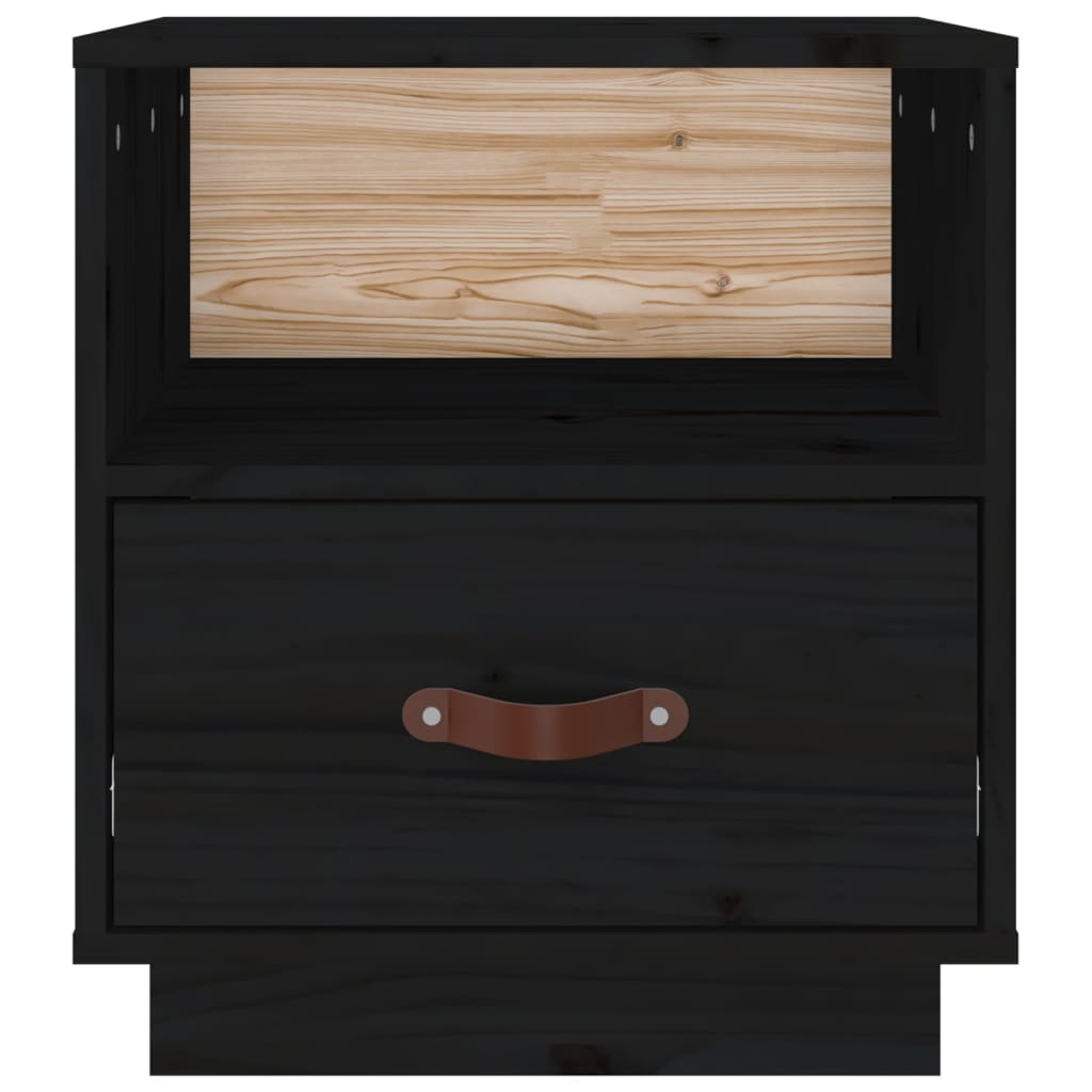 Noćni ormarići 2 kom crna 40 x 34 x 45 cm od masivne borovine