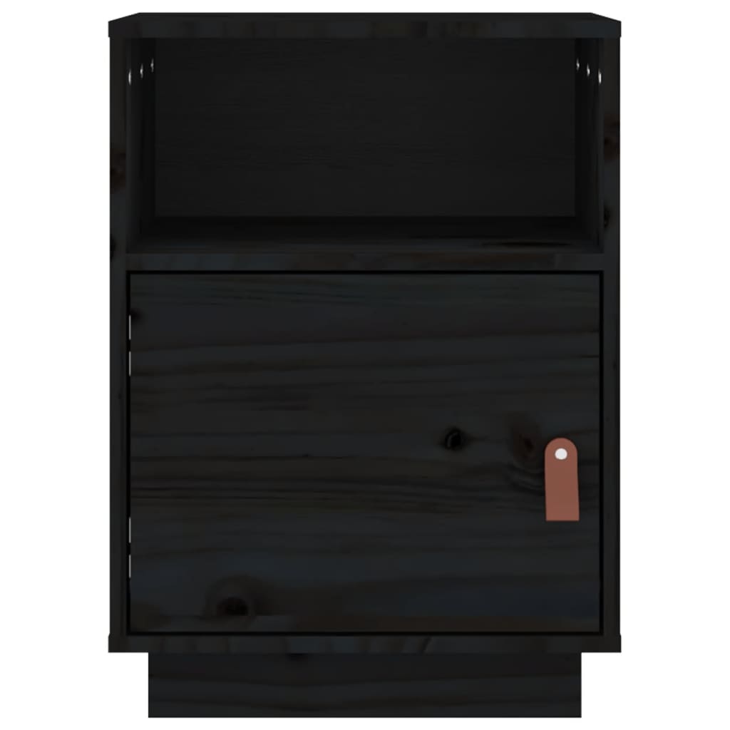 Noćni ormarići 2 kom crni 40 x 34 x 55 cm od masivne borovine