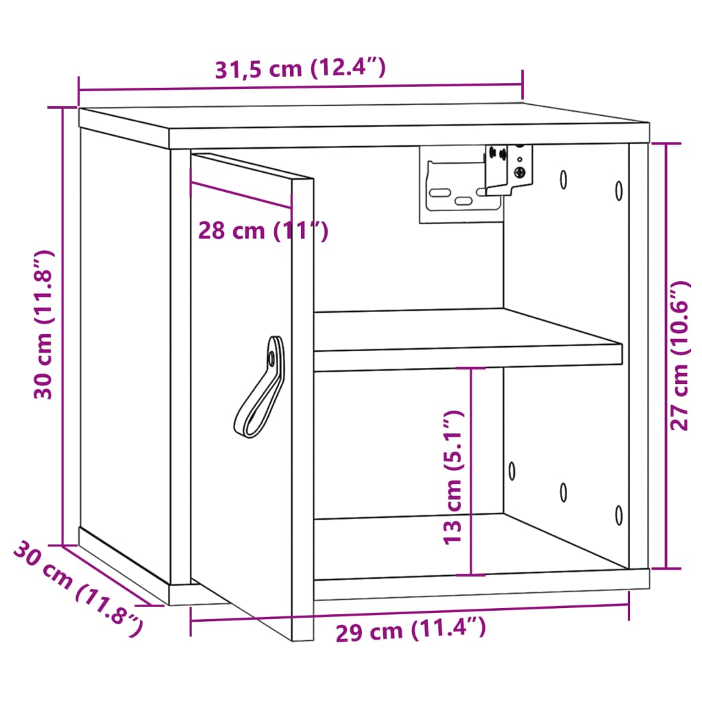 Zidni ormarići 2 kom bijeli 31,5 x 30 x 30 cm masivna borovina