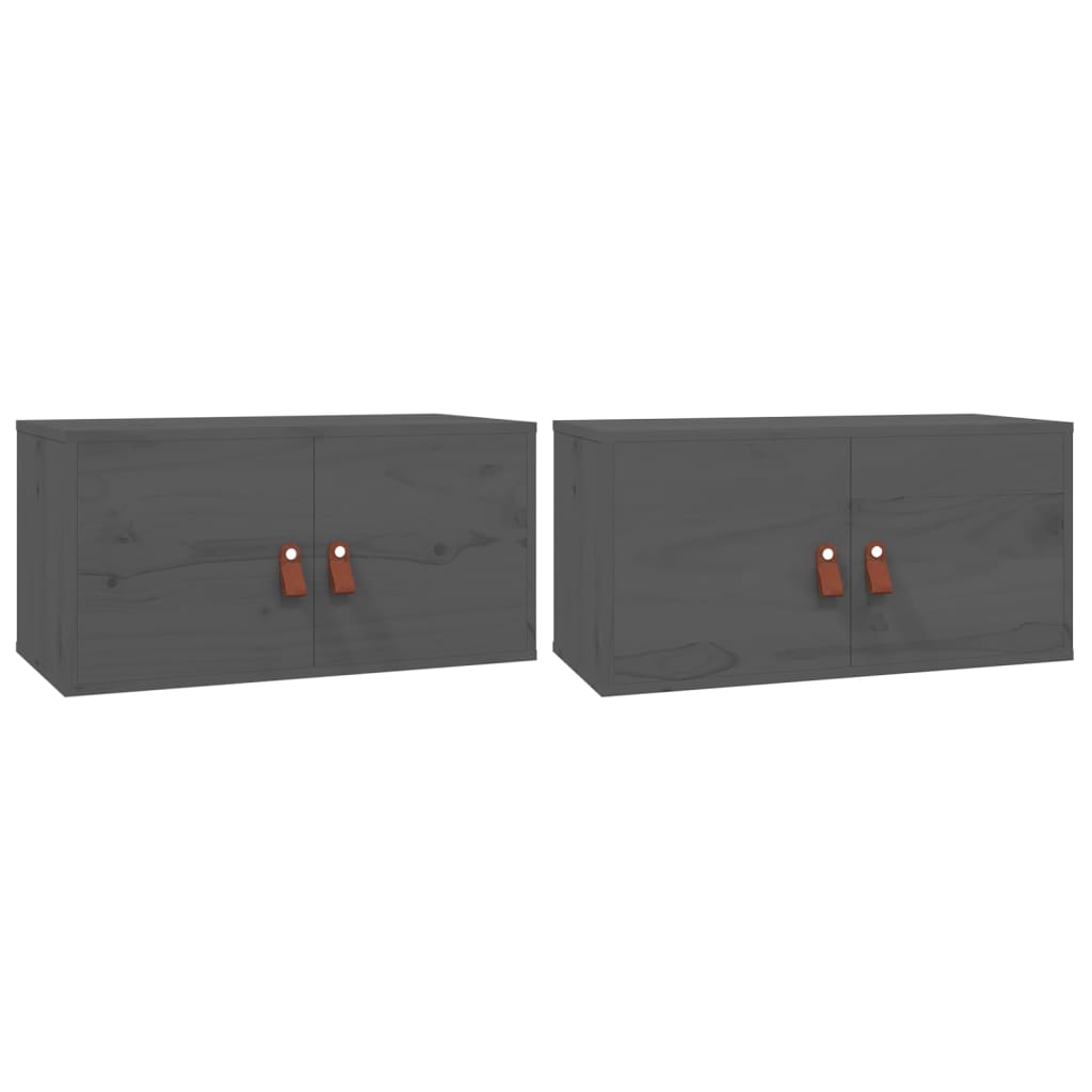 Zidni ormarići 2 kom sivi 60 x 30 x 30 cm od masivne borovine