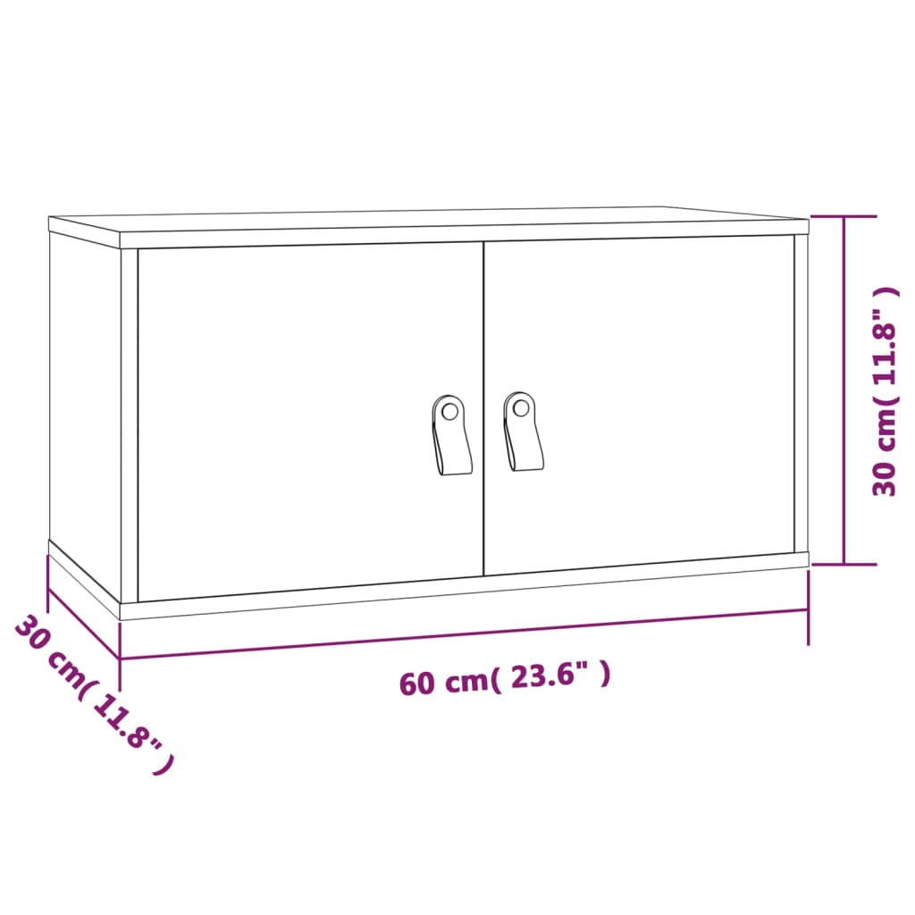 Zidni ormarići 2 kom sivi 60 x 30 x 30 cm od masivne borovine