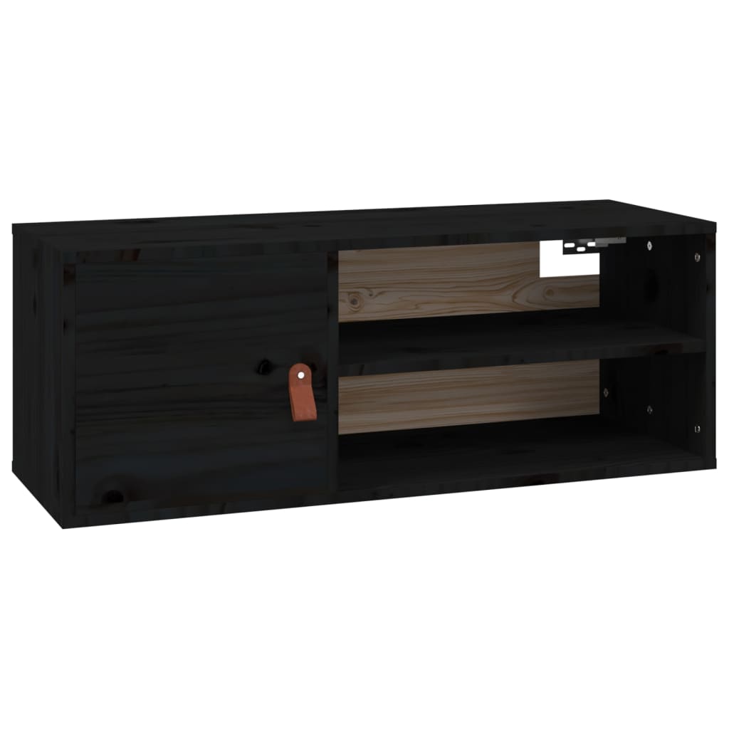 Zidni ormarići 2 kom crni 80 x 30 x 30 cm od masivne borovine