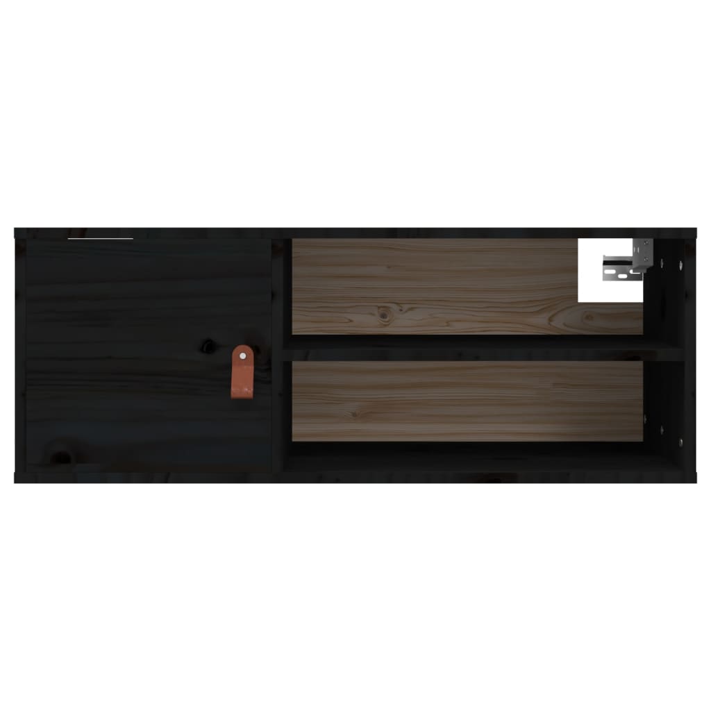 Zidni ormarići 2 kom crni 80 x 30 x 30 cm od masivne borovine