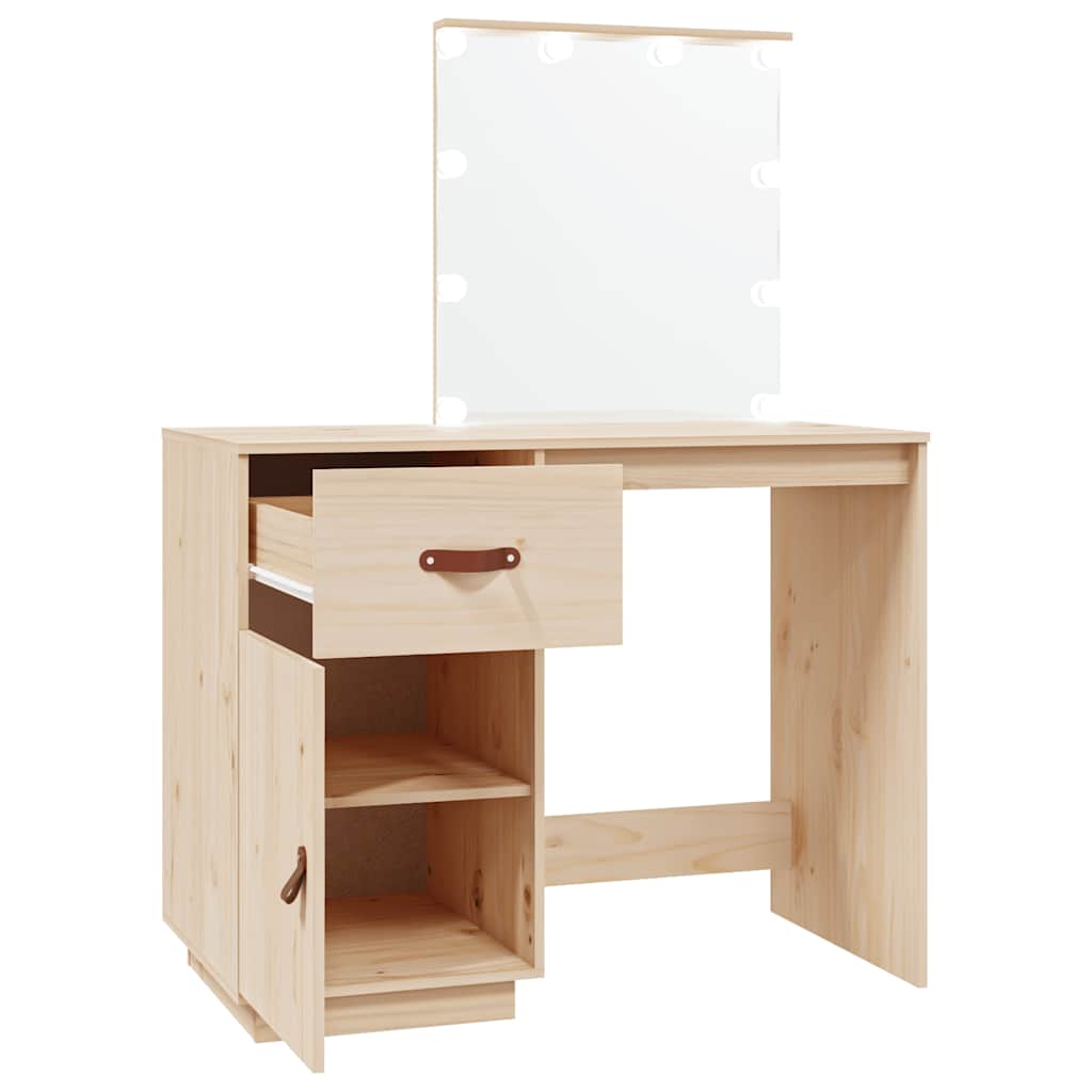 Toaletni stolić s LED svjetlima 95x50x133,5 cm masivna borovina