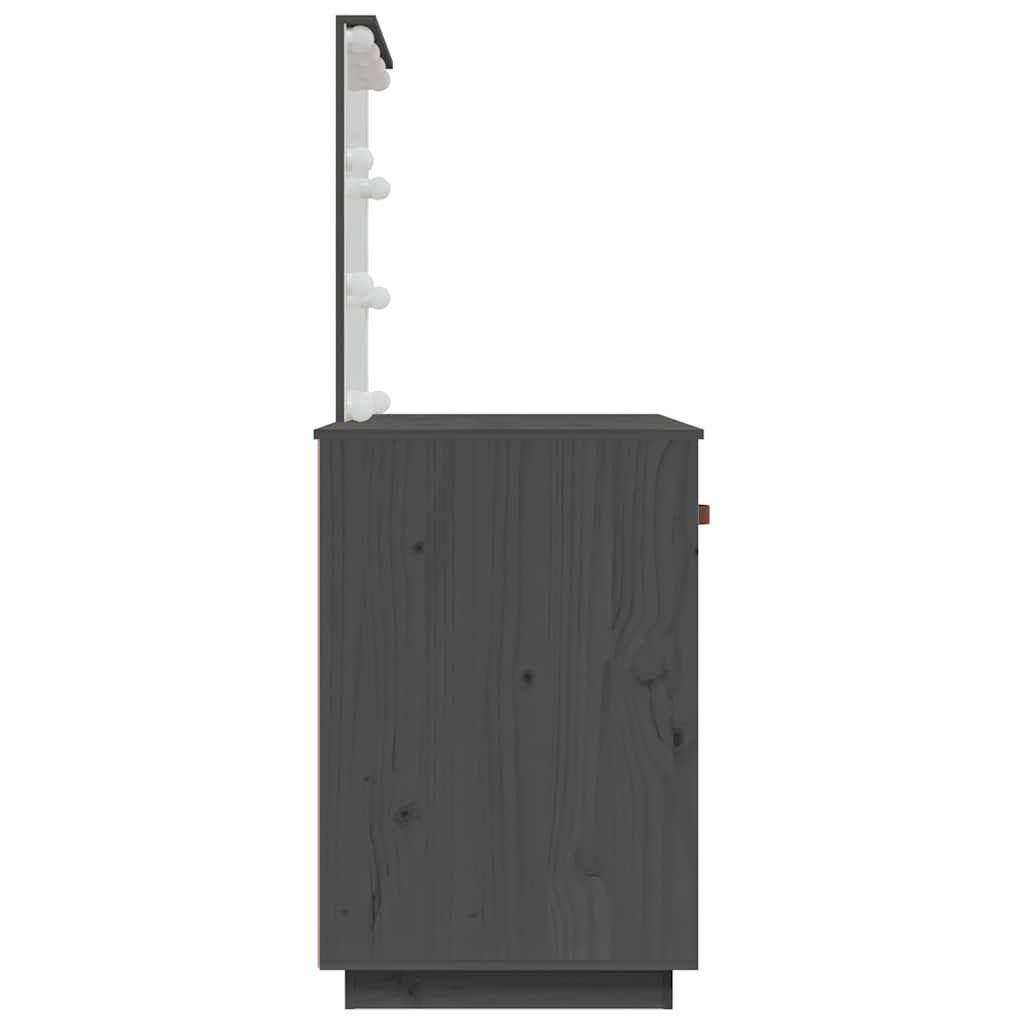 Toaletni stolić s LED svjetlom sivi 95 x 50 x 133,5 cm borovina