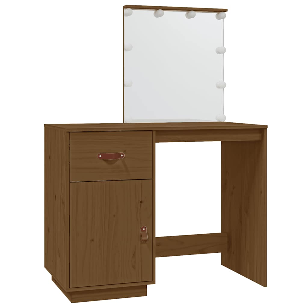 Toaletni stolić s LED svjetlom boja meda 95x50x133,5cm borovina