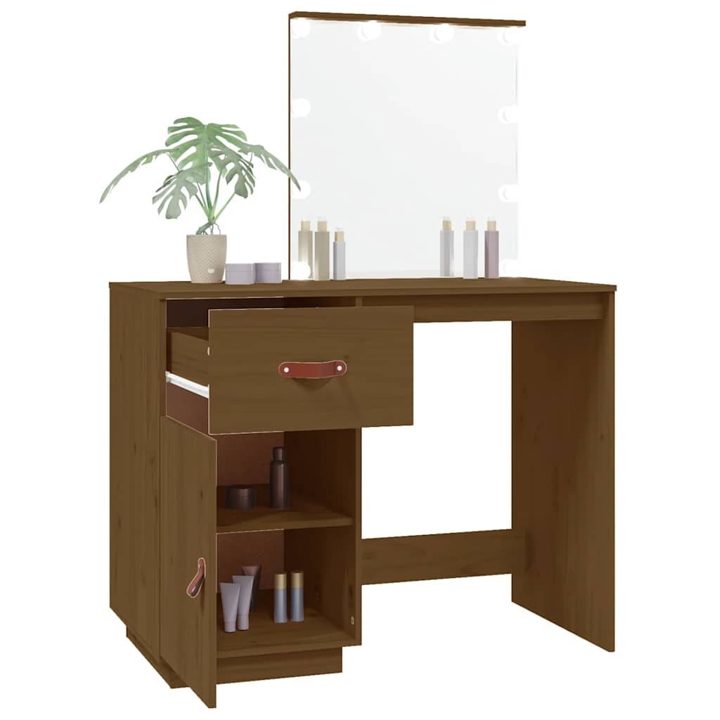 Toaletni stolić s LED svjetlom boja meda 95x50x133,5cm borovina