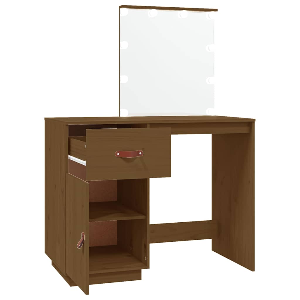 Toaletni stolić s LED svjetlom boja meda 95x50x133,5cm borovina