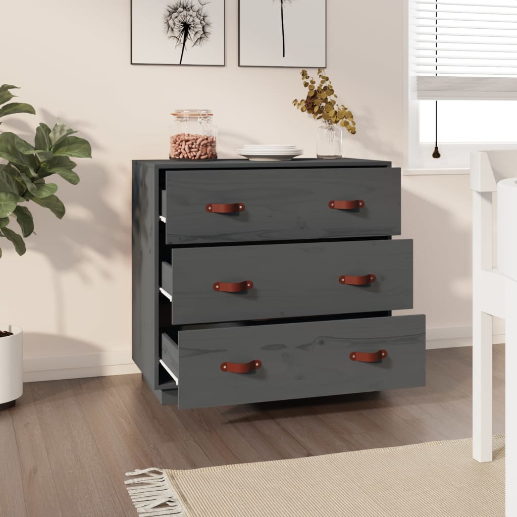 Komoda siva 80 x 40 x 75 cm od masivne borovine
