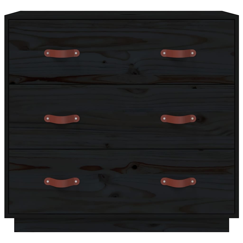 Komoda crna 80 x 40 x 75 cm od masivne borovine