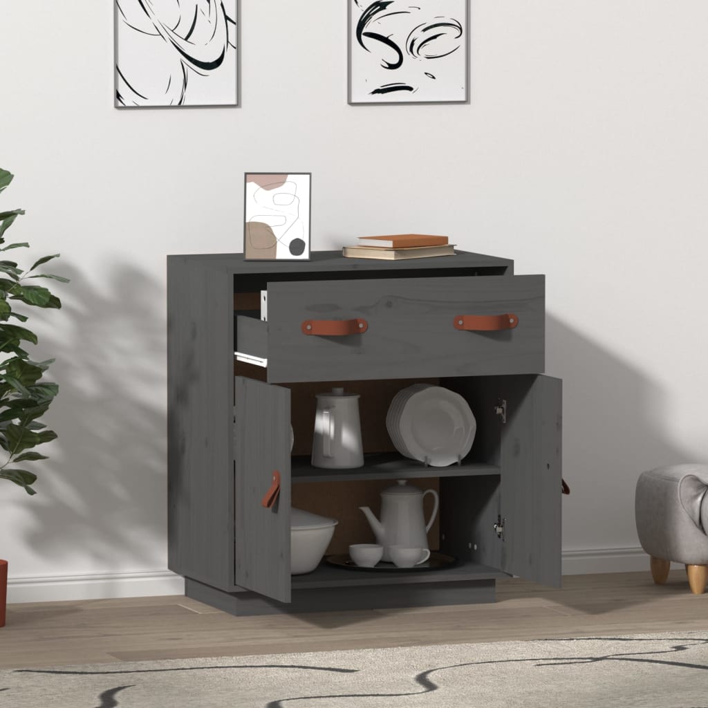 Komoda siva 65,5 x 40 x 75 cm od masivne borovine