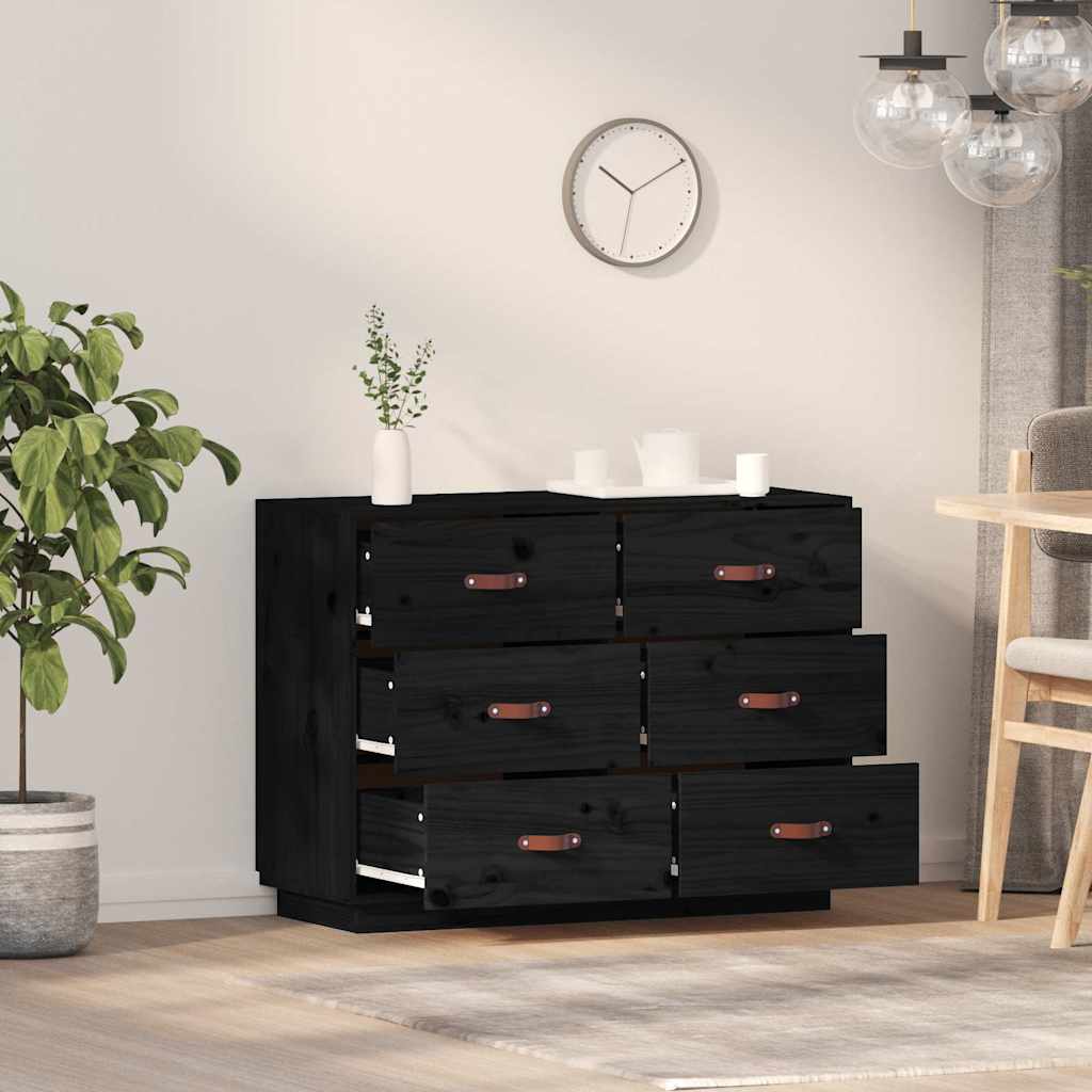 Komoda crna 100 x 40 x 75 cm od masivne borovine