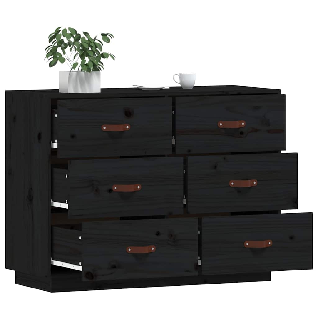 Komoda crna 100 x 40 x 75 cm od masivne borovine