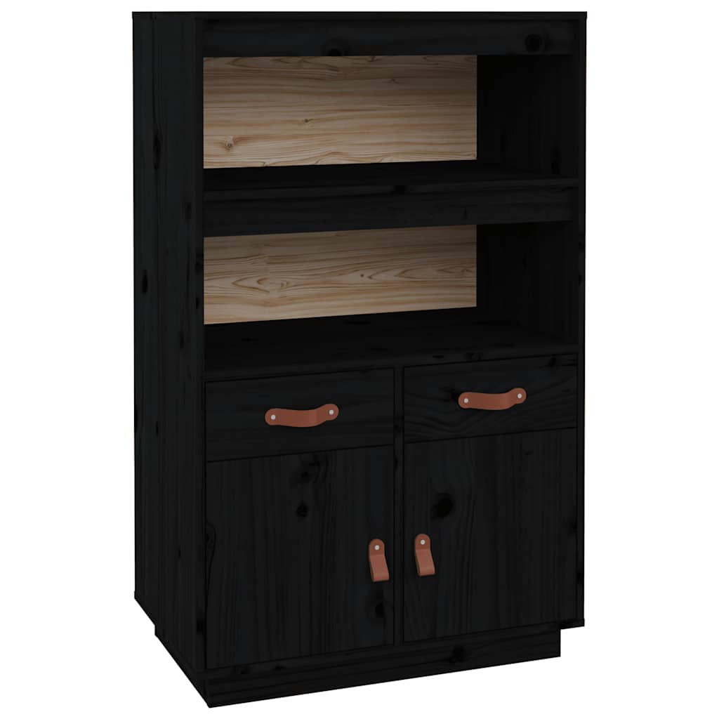 Visoka komoda crni 67 x 40 x 108,5 cm od masivne borovine