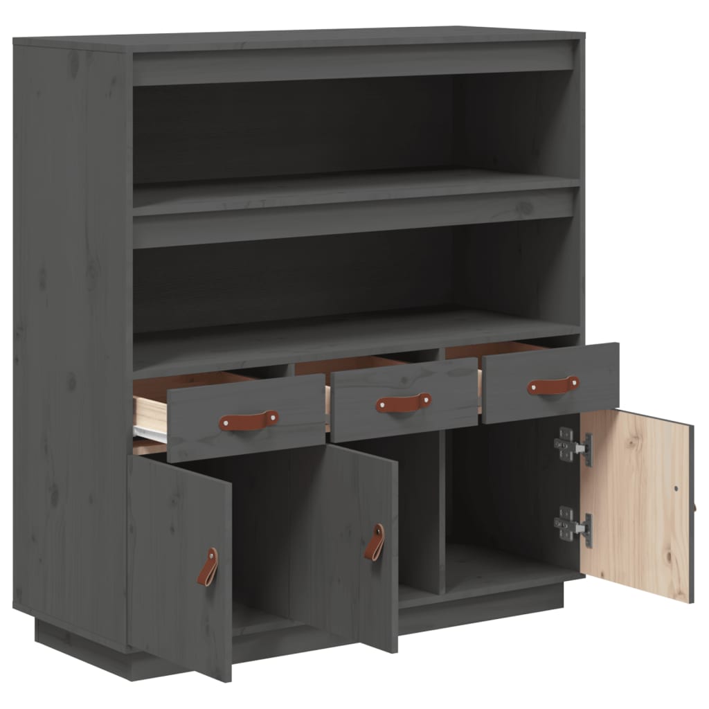 Visoka komoda siva 100 x 40 x 108,5 cm od masivne borovine