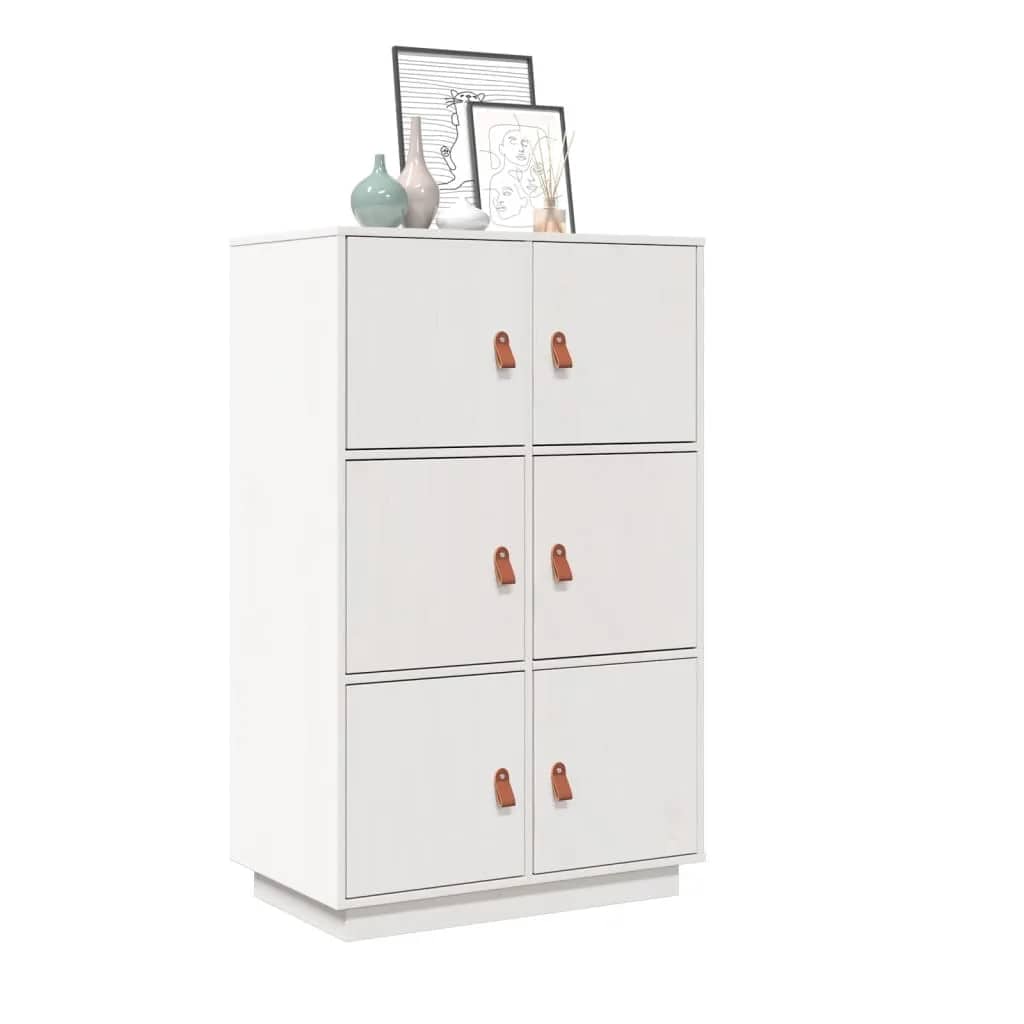 Visoka komoda bijela 67 x 40 x 108,5 cm od masivne borovine