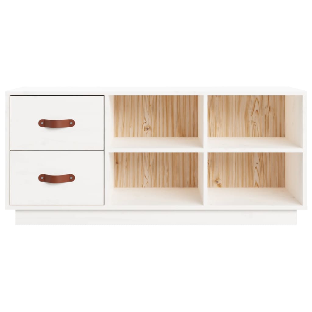 Klupa za cipele bijela 100 x 34x 45 cm od masivne borovine