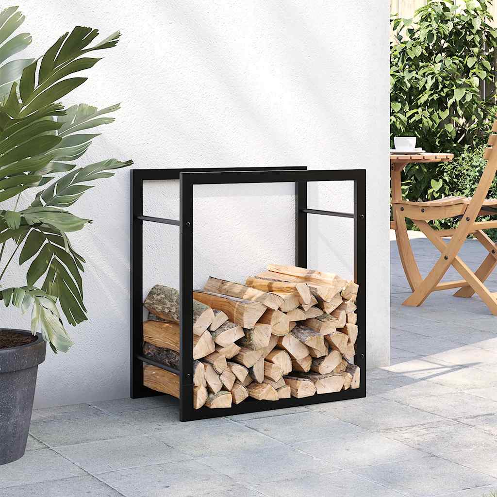 Stalak za drva za ogrjev mat crni 50x28x56 cm čelični