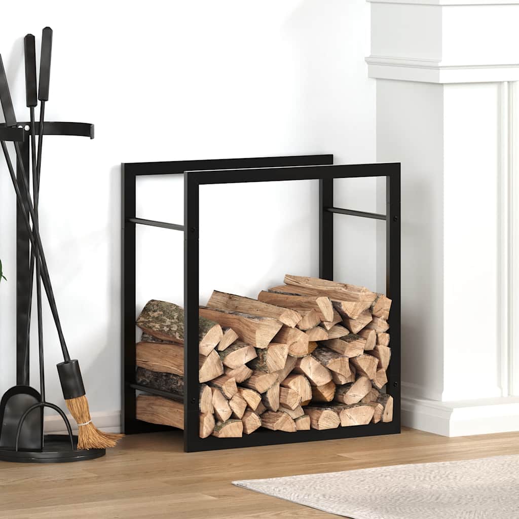 Stalak za drva za ogrjev mat crni 50x28x56 cm čelični