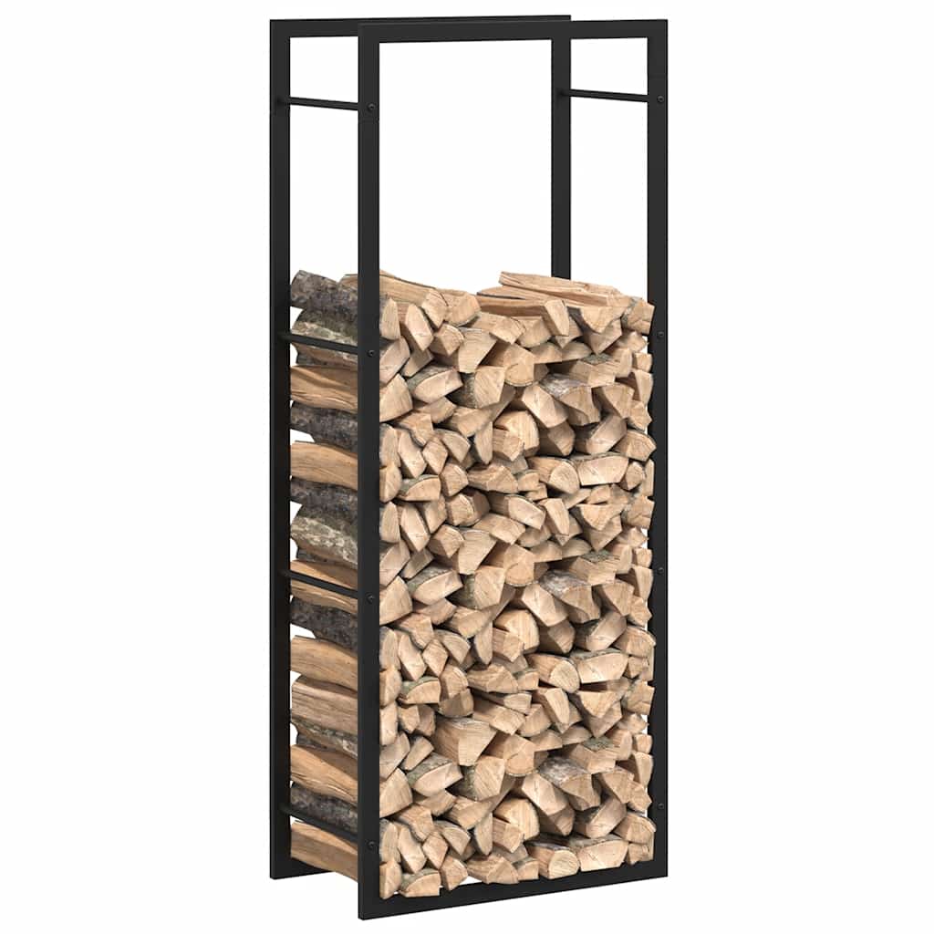 Stalak za drva za ogrjev mat crni 50x28x132 cm čelični
