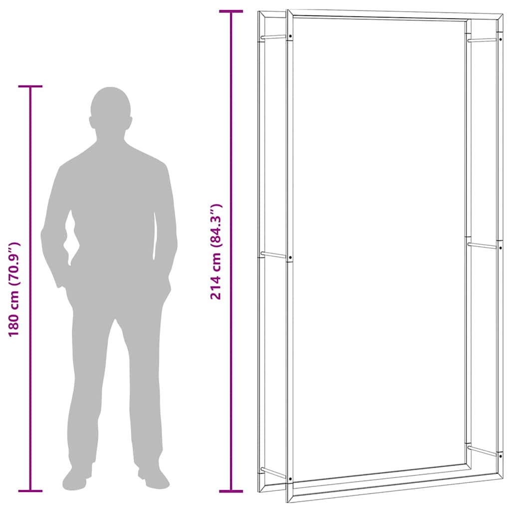 Stalak za drva za ogrjev mat crni 110x28x214 cm čelični