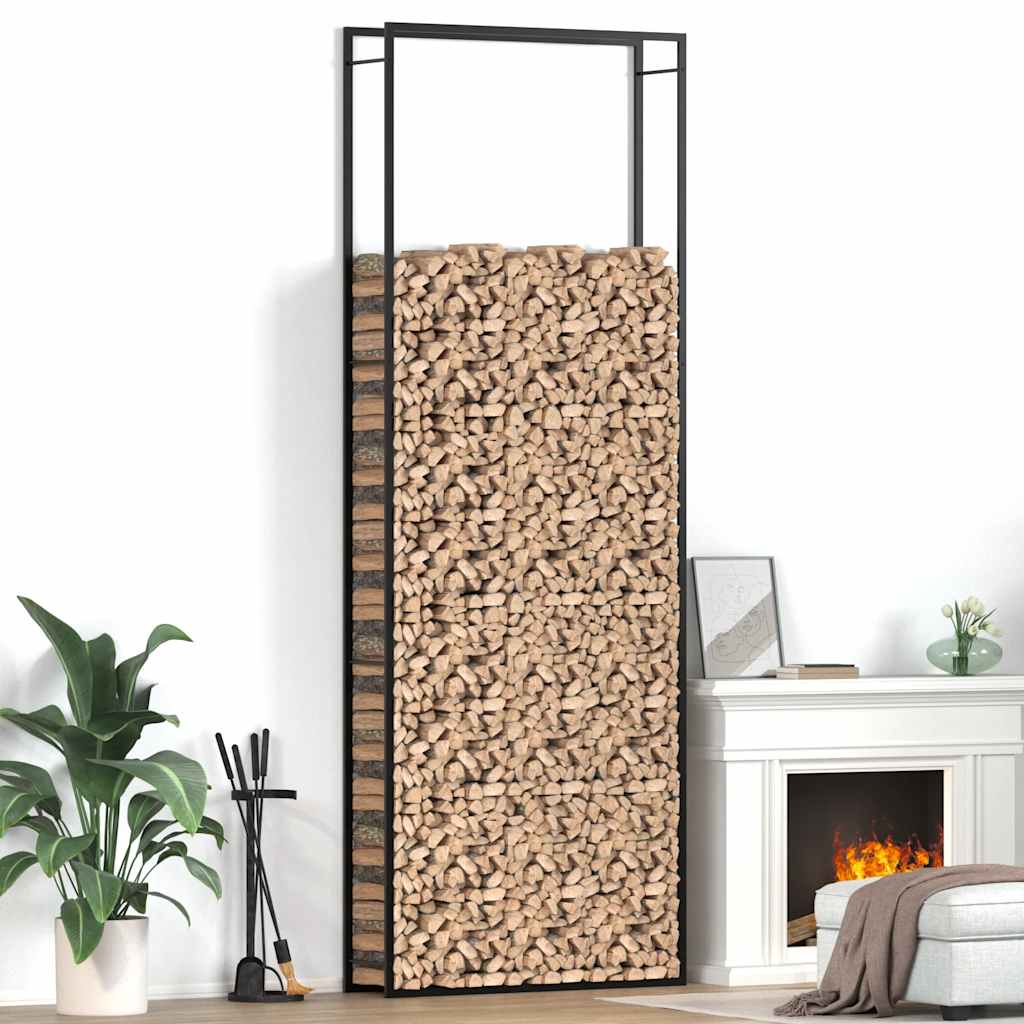 Stalak za drva za ogrjev mat crni 110x28x312 cm čelični