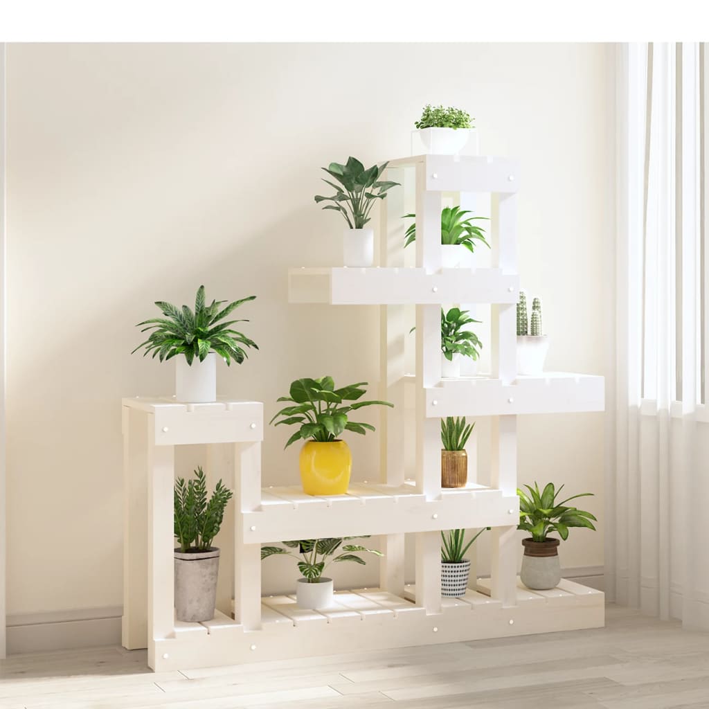 Stalak za biljke bijeli 92 x 25 x 97 cm od masivne borovine