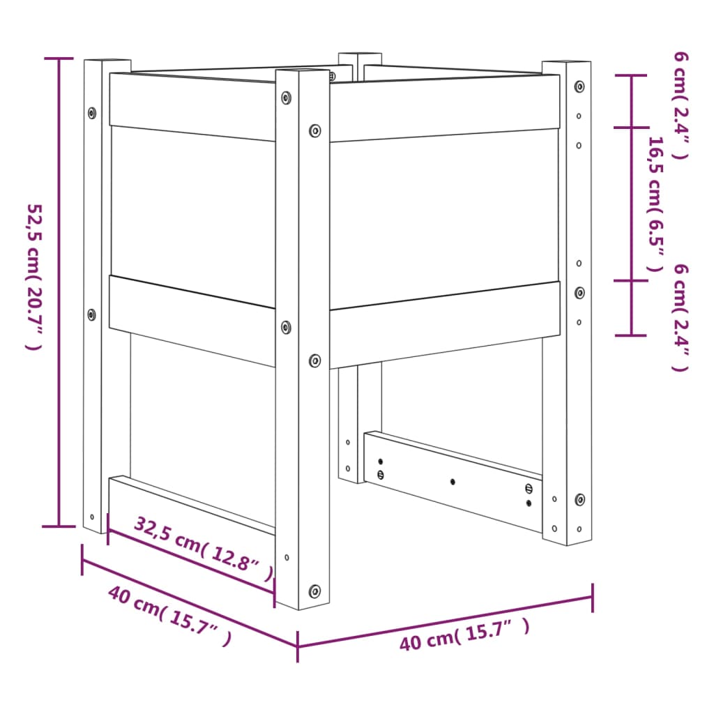 Sadilice 2 kom crne 40 x 40 x 52,5 cm od masivne borovine
