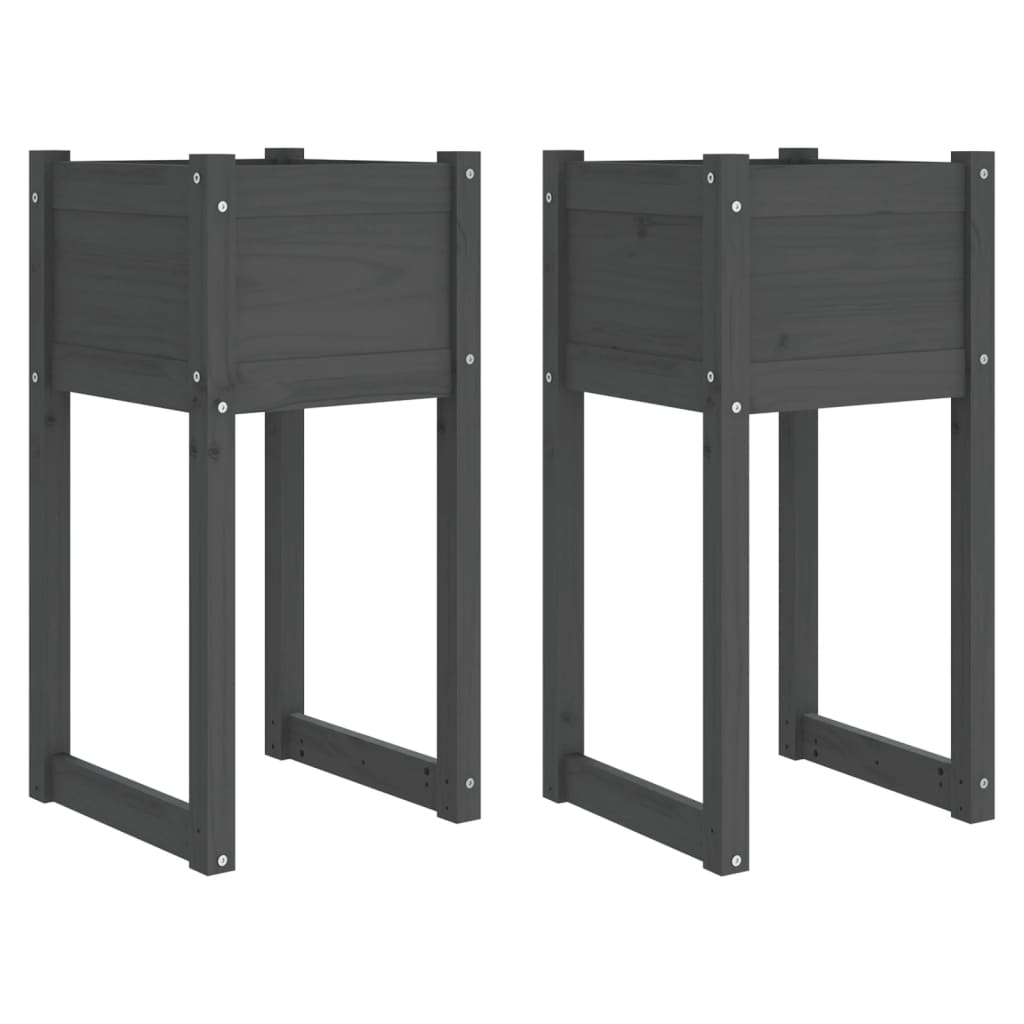 Sadilice 2 kom siva 40x40x81 cm od masivne borovine