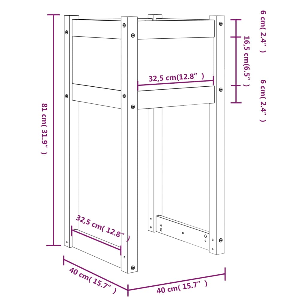 Sadilica crna 40x40x81 cm od masivne borovine