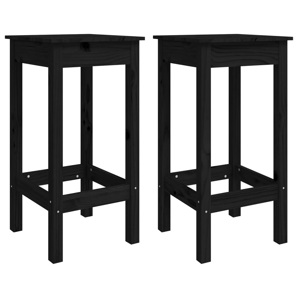 Barske stolice 2 kom crne 40 x 40 x 78 cm od masivne borovine