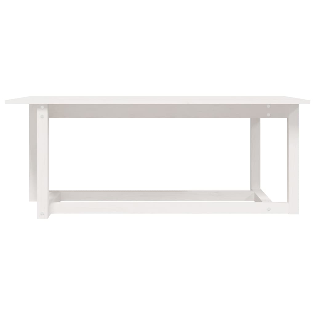 Stolić za kavu bijeli 110 x 55 x 45 cm od masivne borovine
