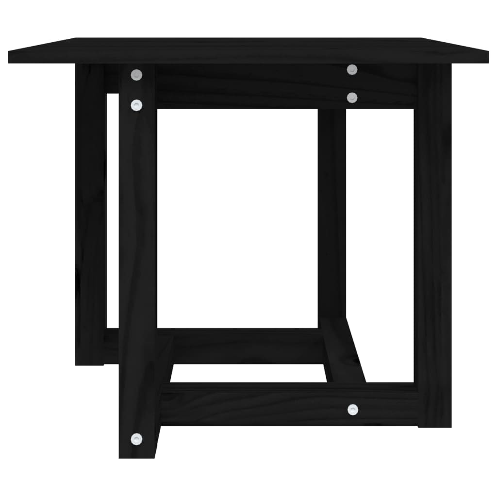 Stolić za kavu crni 50 x 50 x 45 cm od masivne borovine