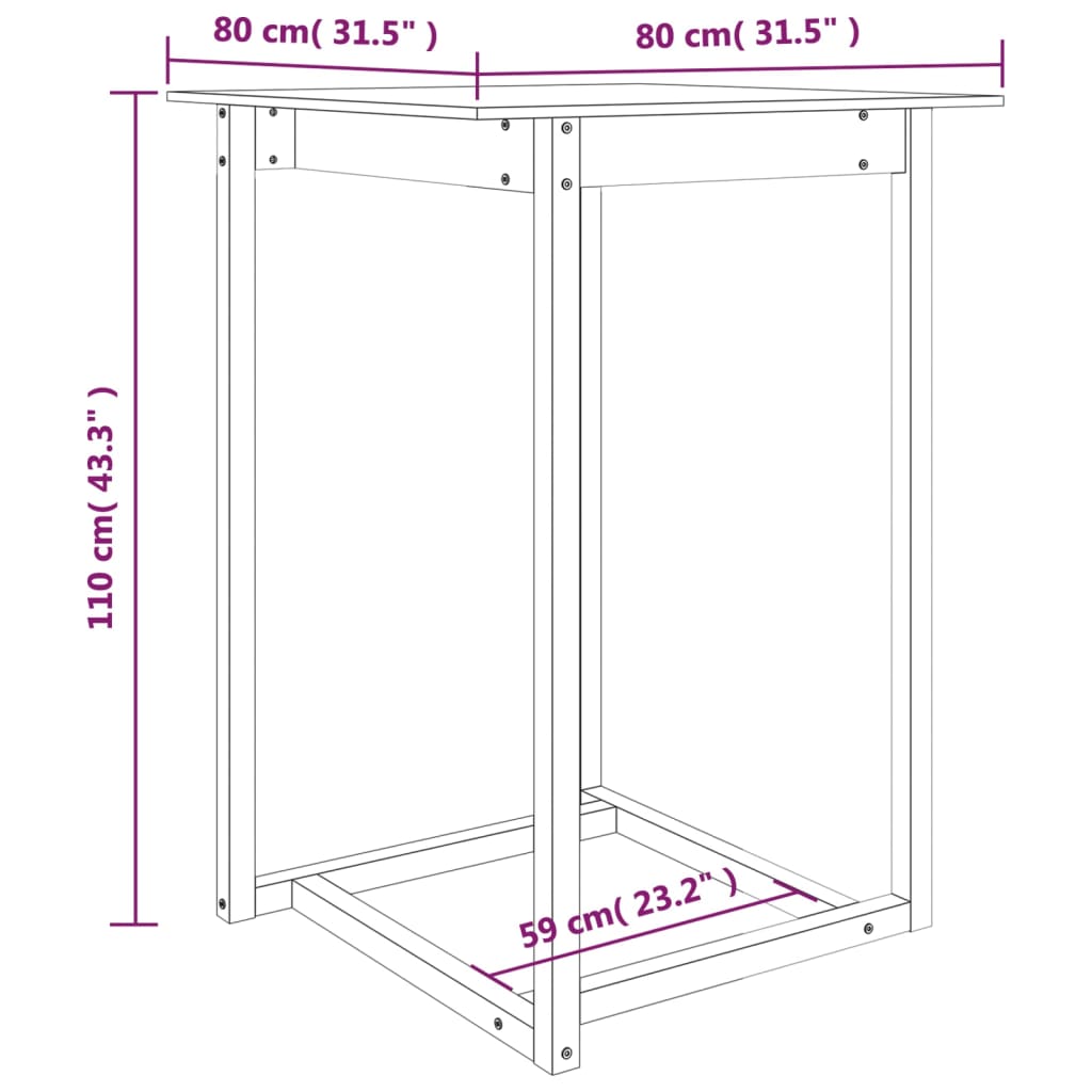 Barski stol 80 x 80 x 110 cm od masivne borovine