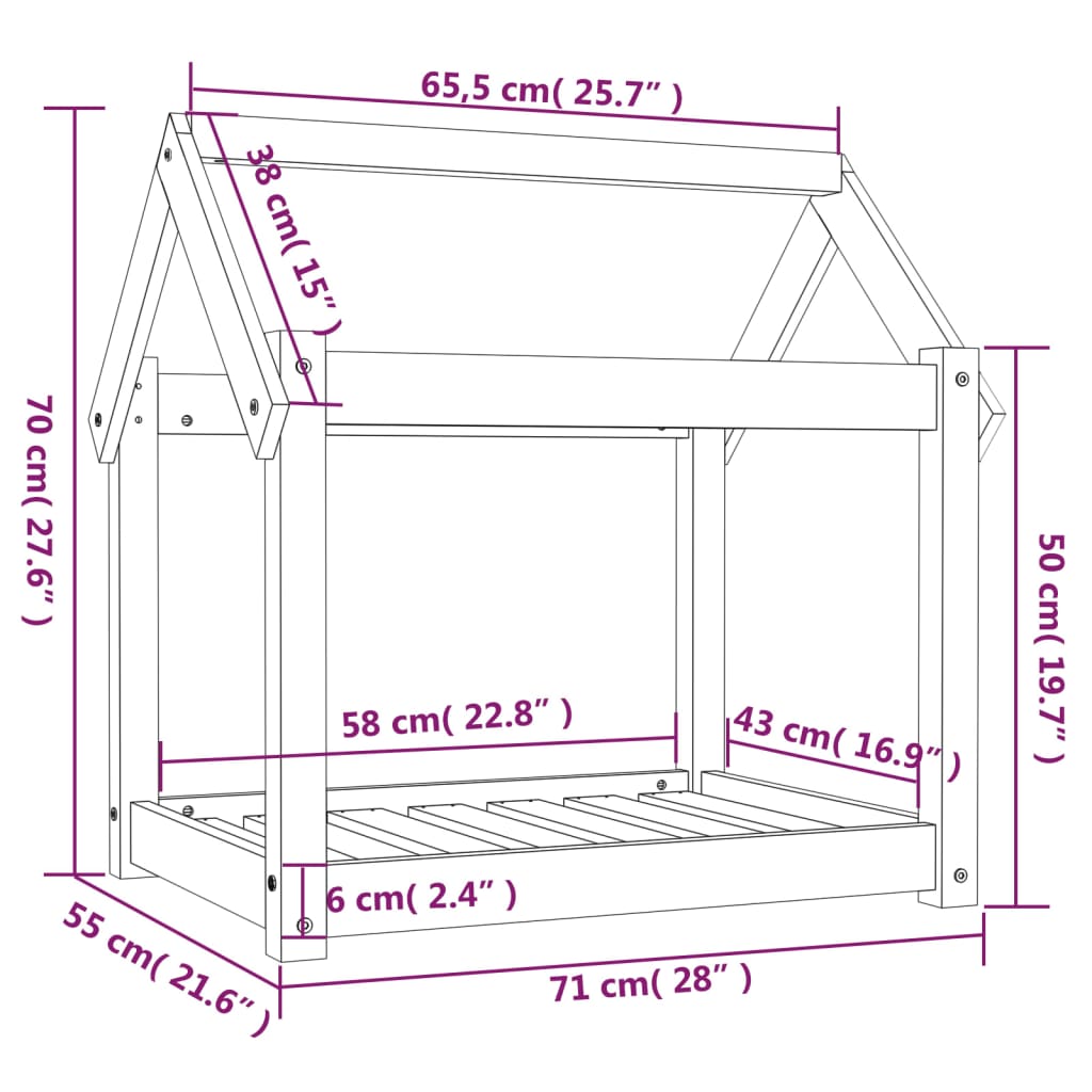 Krevet za pse smeđa boja meda 71x55x70 cm od masivne borovine