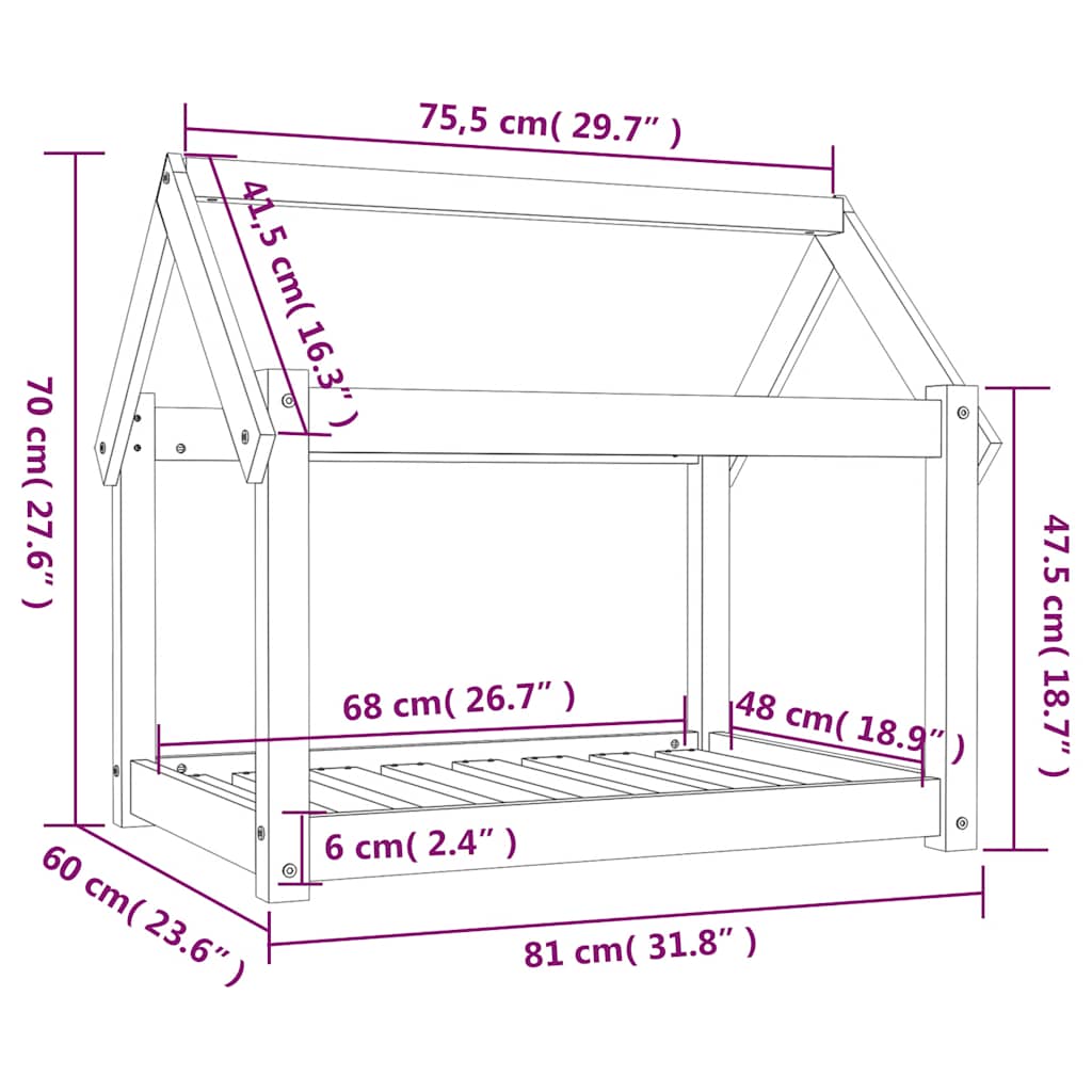 Krevet za pse 81x60x70 cm od masivne borovine
