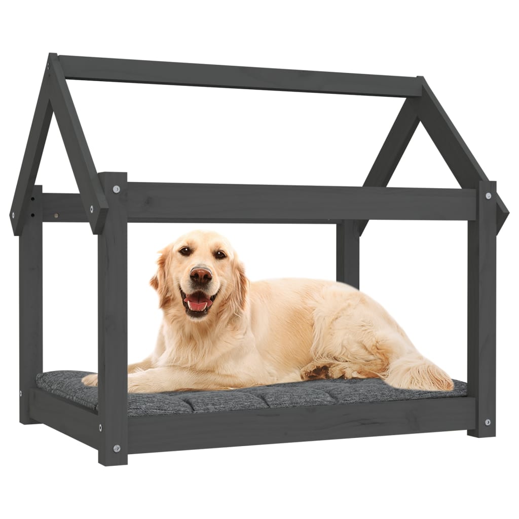 Krevet za pse sivi 81 x 60 x 70 cm od masivne borovine
