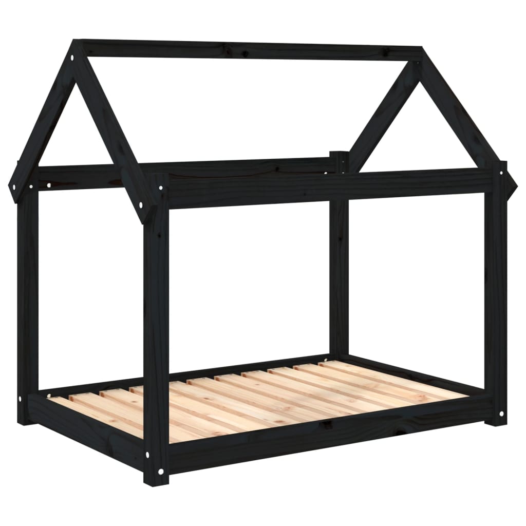 Krevet za pse crni 101x70x90 cm od masivne borovine
