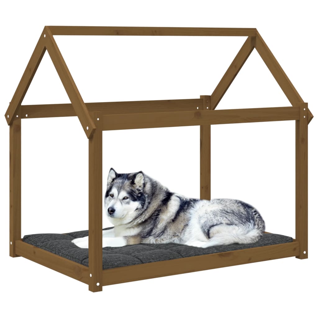 Krevet za pse smeđa boja meda 111x80x100 cm od masivne borovine