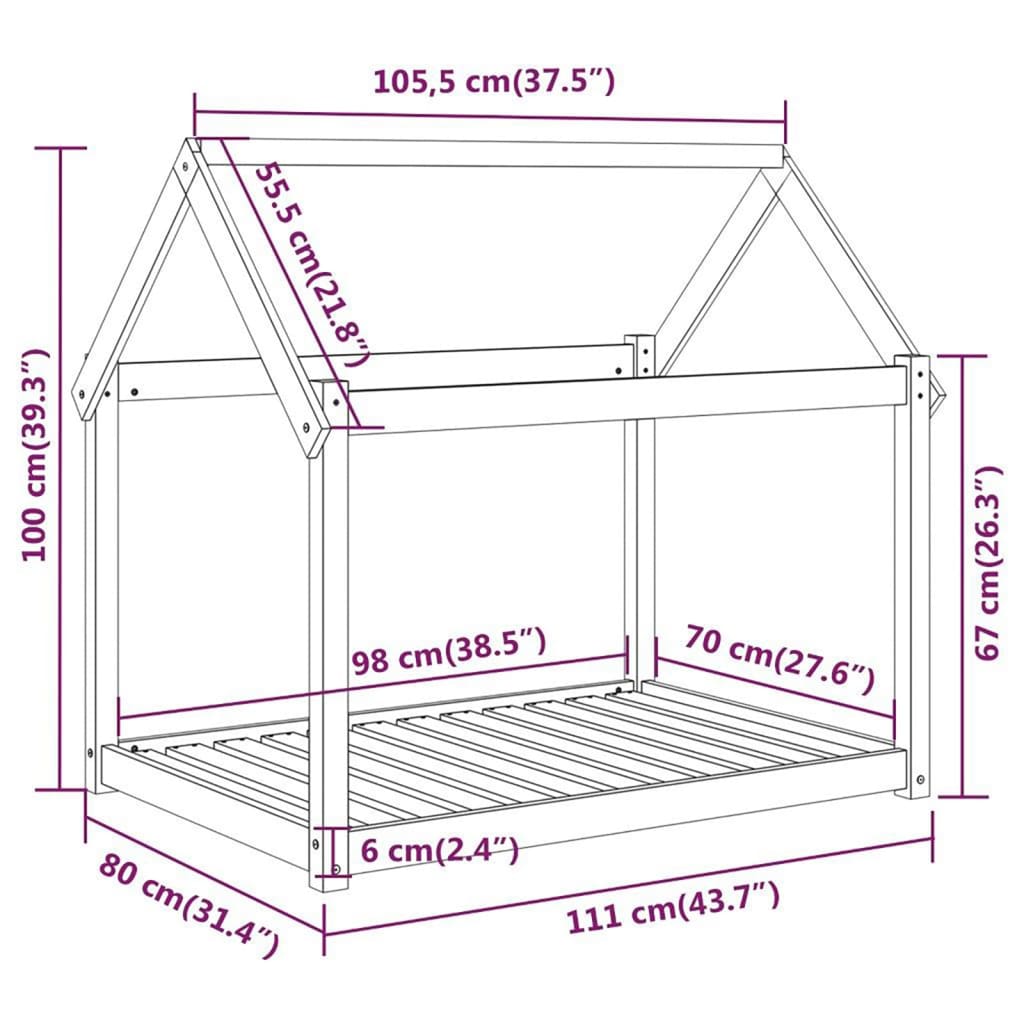 Krevet za pse smeđa boja meda 111x80x100 cm od masivne borovine