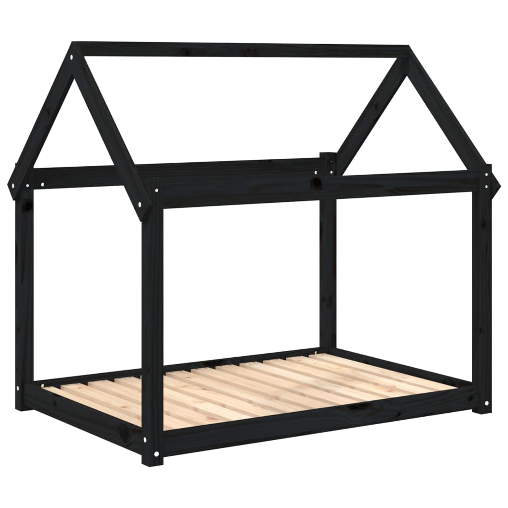 Krevet za pse crni 111x80x100 cm od masivne borovine
